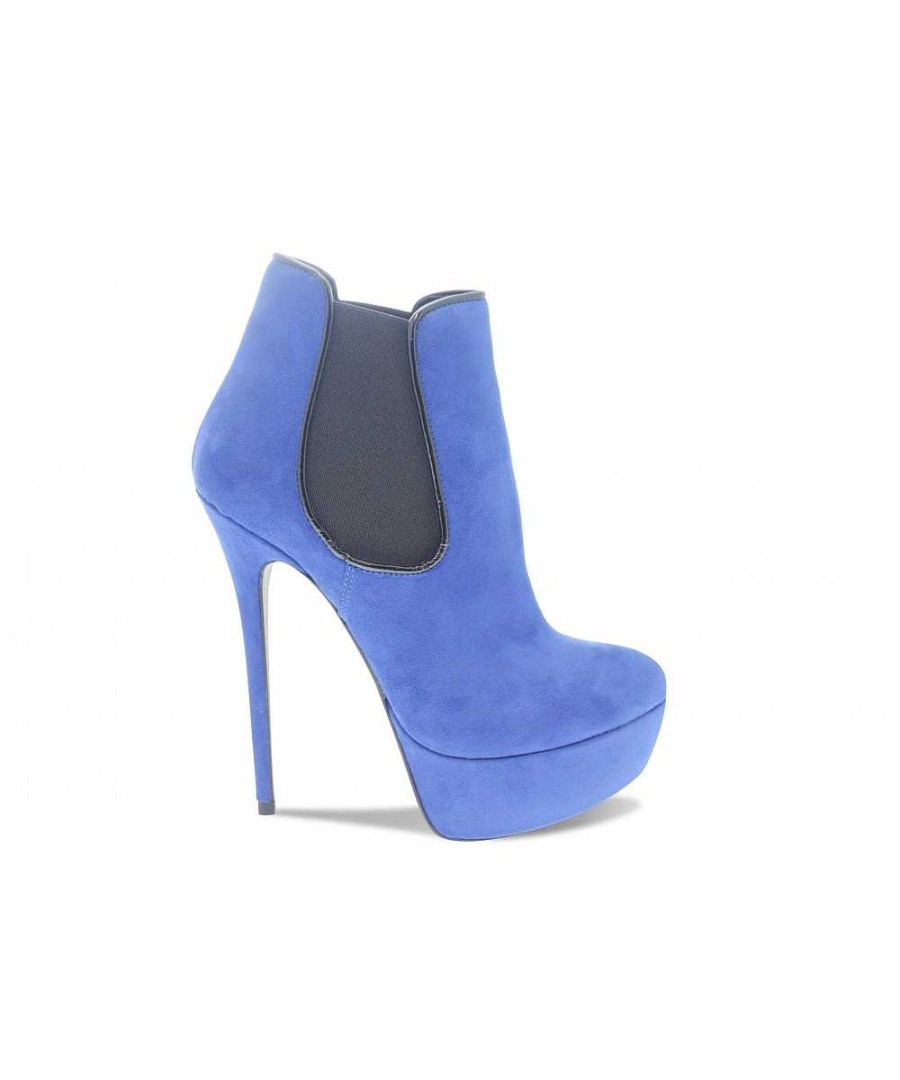 Laarzen - Enkellaarzen | Osmose Couleur In & Rock En Osmose Schoenen: Blauwe Suede Elastische Enkellaars En Hak