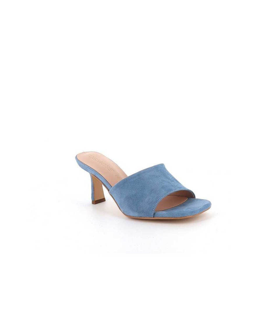 Sandalen En Blote Voeten | Osmose Mara Mule Gemaakt In Italie In Denimblauw Suede