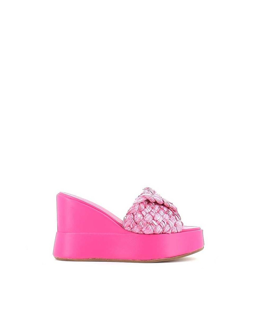 Klompen | Osmose Mica Wedge Muilezel Van Fuschia Leer