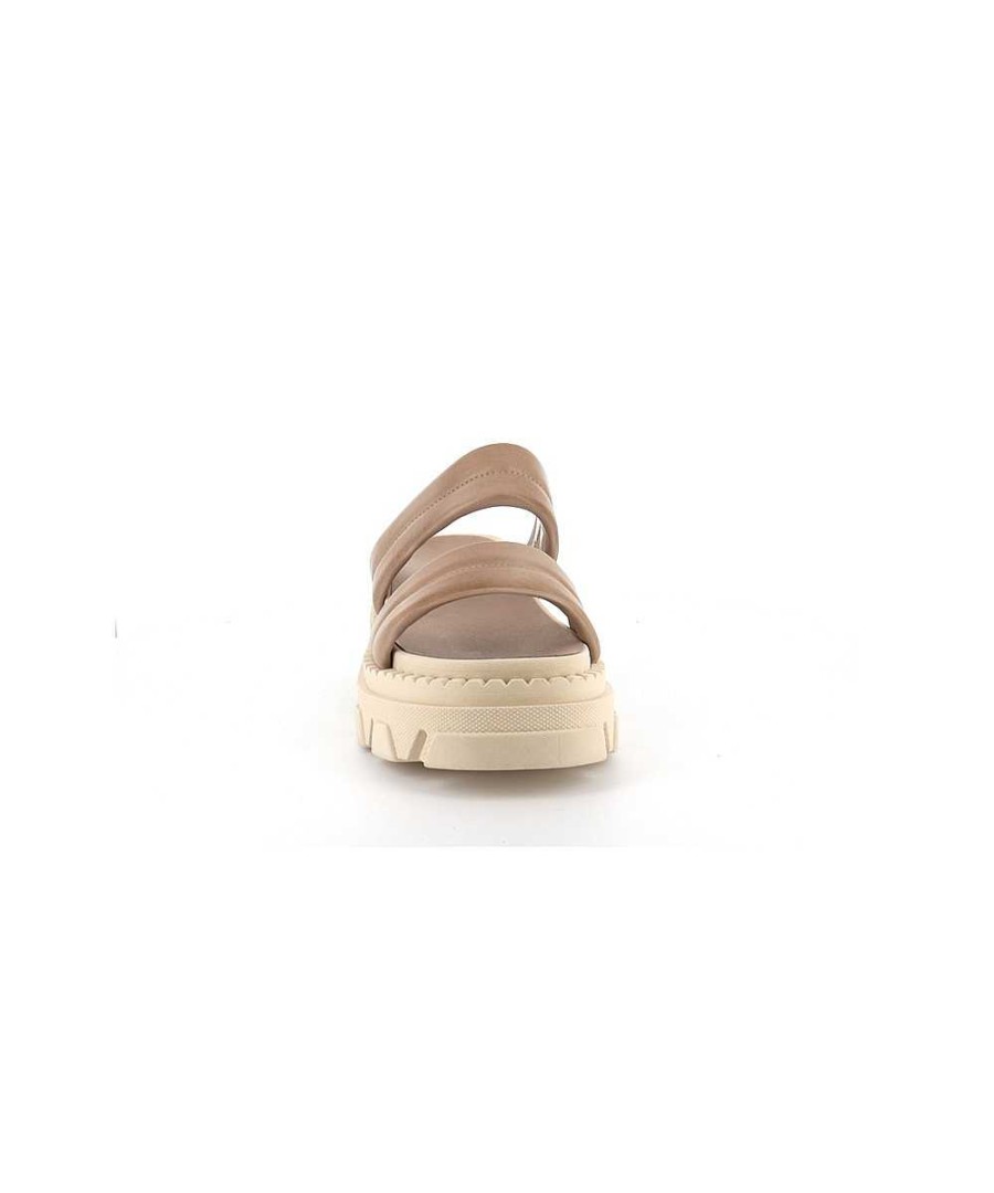 Sandalen En Blote Voeten | Osmose Marta Beige Sandaal Met Gekerfde Zool