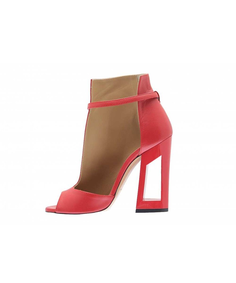 Laarzen - Enkellaarzen | Osmose Fascineer Met Sublieme Dames Zomerenkellaarzen In Rood Leer Met Osmoseshoes Met Hak