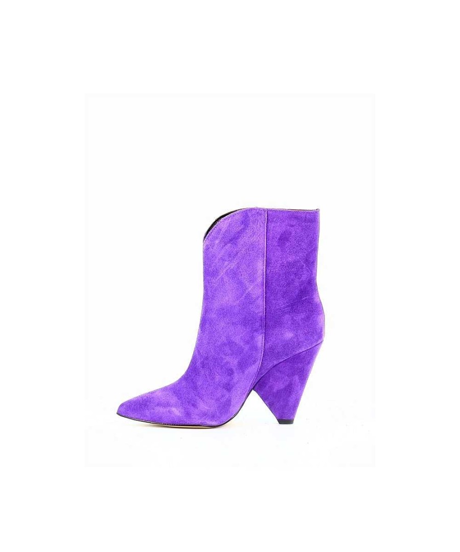 Laarzen - Enkellaarzen | Osmose Sasa Violet Suede Enkellaars Met Afgeschuinde Hak