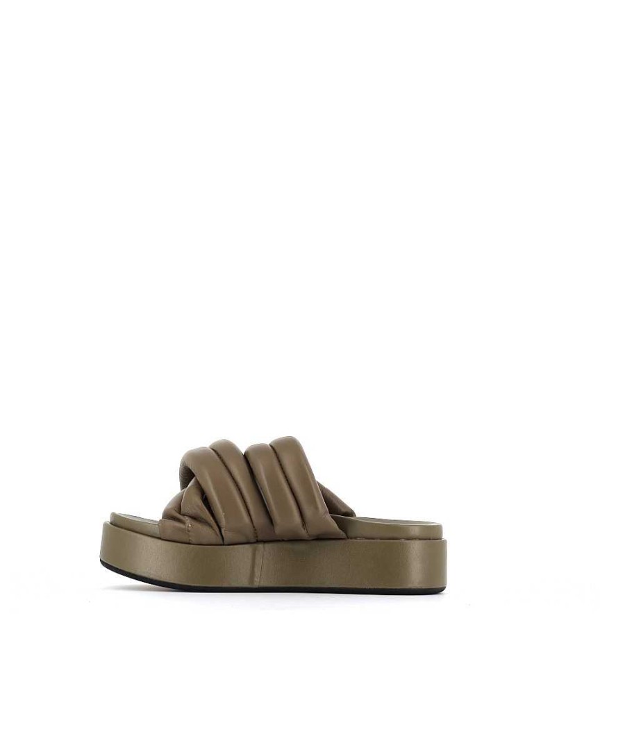 Sandalen En Blote Voeten | Osmose Bibi2 Platte Sandaal Kaki Leren Platform