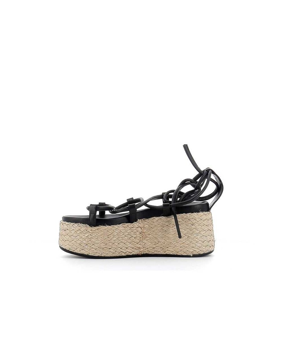 Sandalen En Blote Voeten | Osmose Sabrina Sandalen Zwart Lederen Platform