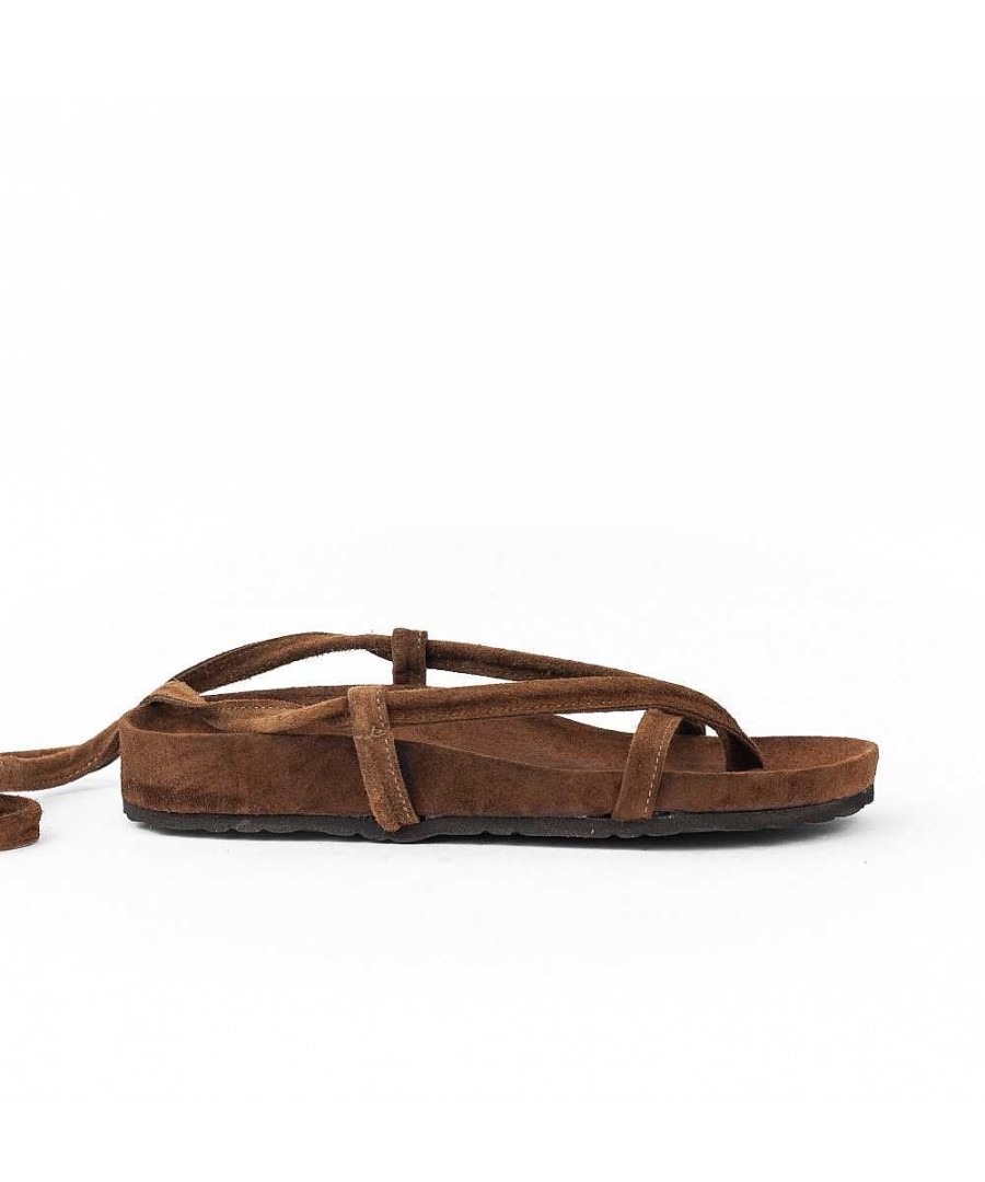 Sandalen En Blote Voeten | Osmose Bruine Suede Sandaal Tussen Vinger En String, Osmose-Schoenen.