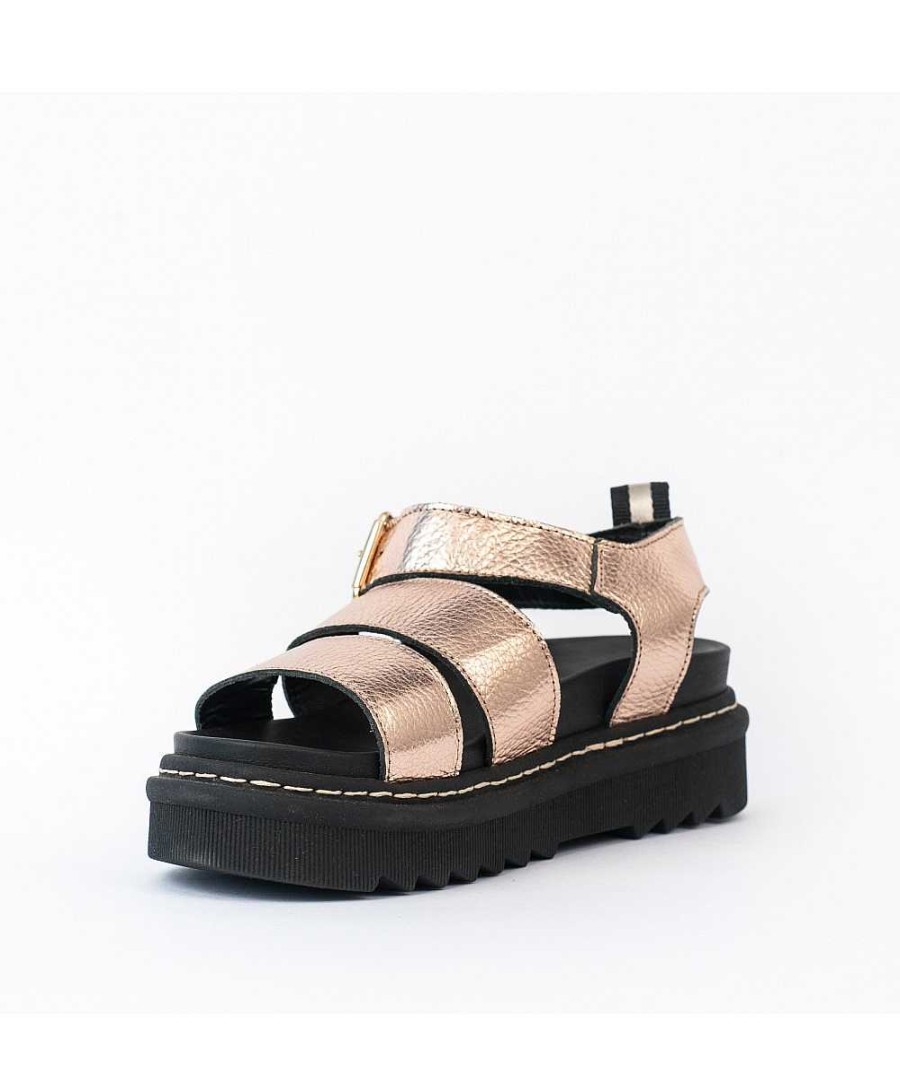 Sandalen En Blote Voeten | Osmose Roze Gelamineerde Leren Sandaal Met Band, Gesigneerd Osmose Couture Paris.