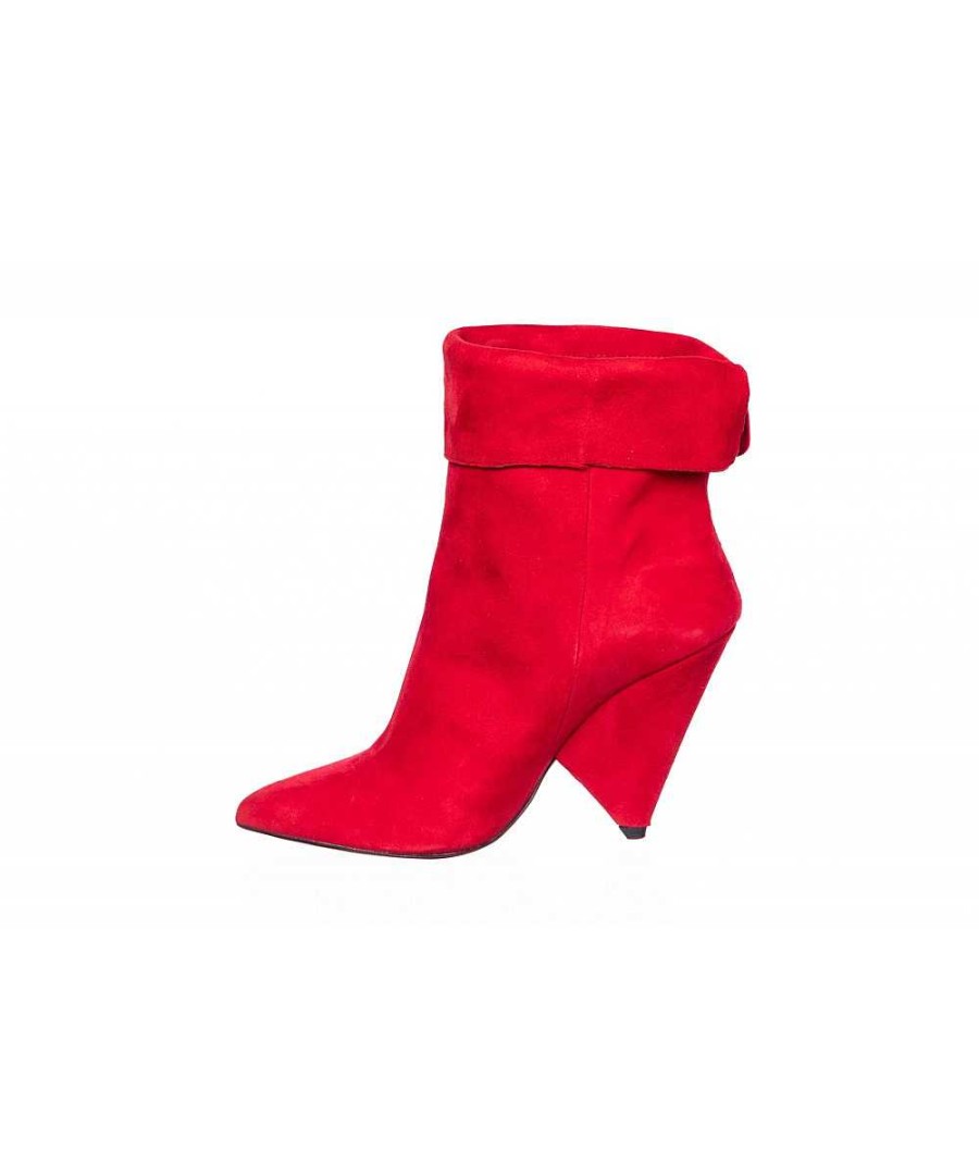 Laarzen - Enkellaarzen | Osmose Saya-Enkellaars: Rood Suede Met Afgeschuinde Hak