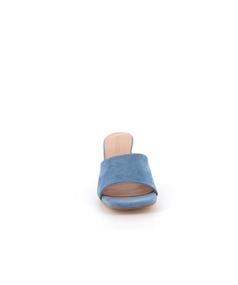 Sandalen En Blote Voeten | Osmose Mara Mule Gemaakt In Italie In Denimblauw Suede