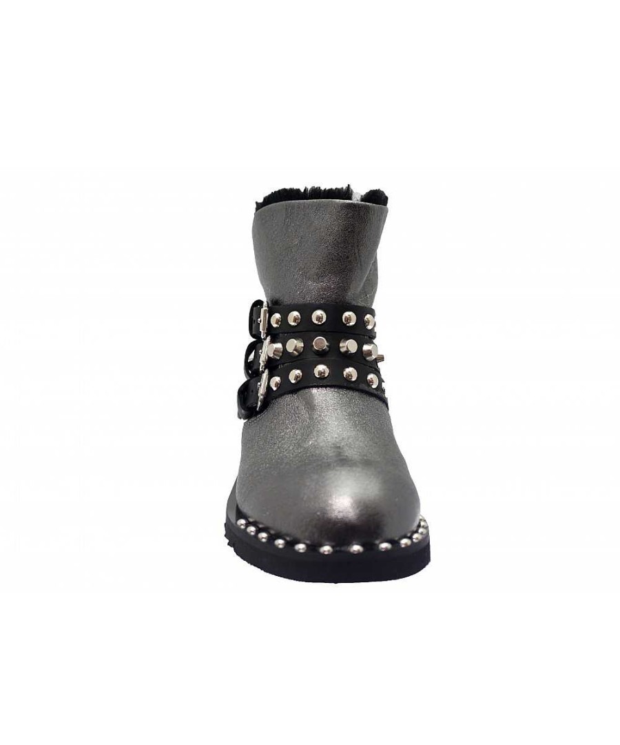 Laarzen - Enkellaarzen | Osmose Warm En Trendy: Uggs Zilveren Leren Osmose-Schoenen Met Studs