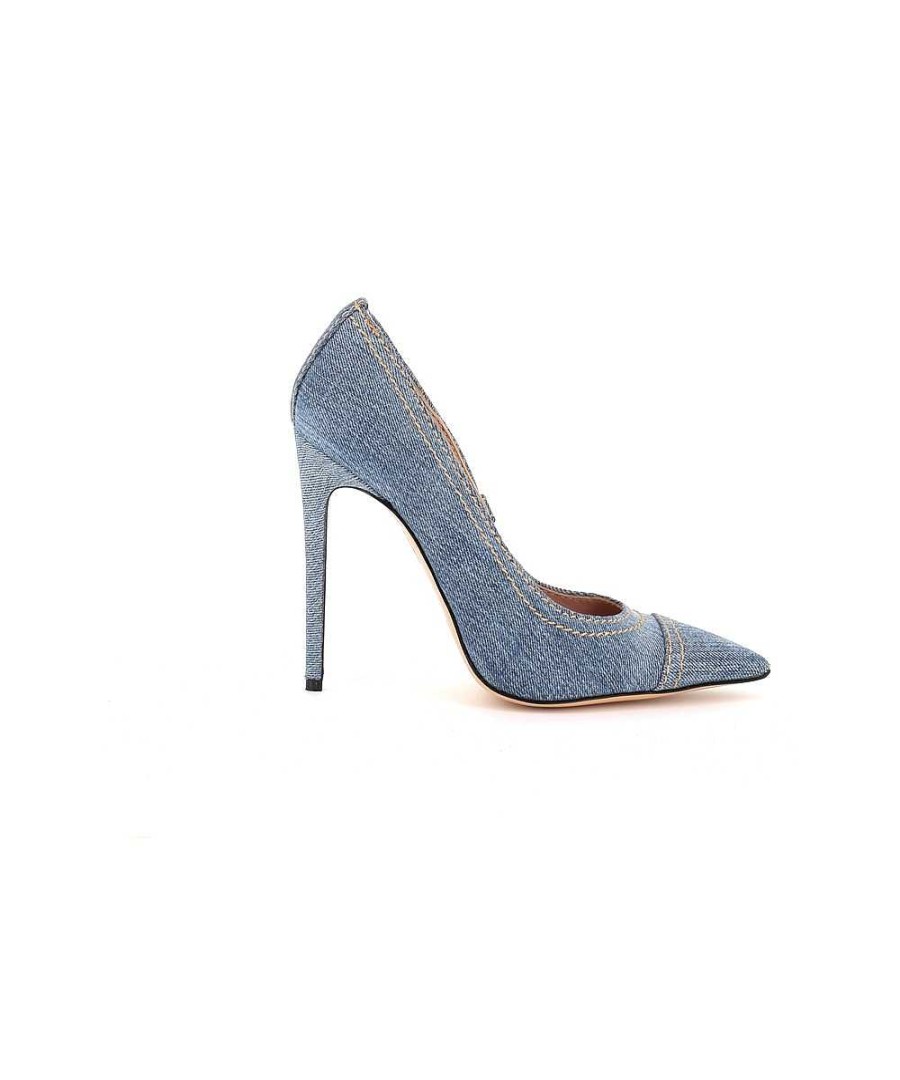 Pompen | Osmose Andrea Pump In Jeans Met Stilettohak En Puntige Neus