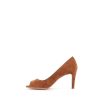 Pompen | Osmose Rime Camel Suede Effect Pump Met Fijne Hak