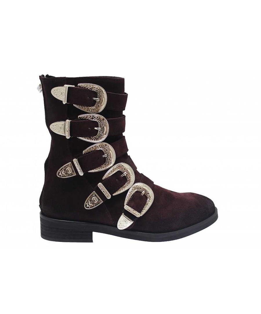 Laarzen - Enkellaarzen | Osmose Bikers Chic A La Frenchy Osmose-Schoenen: Laarzen Met Ronde Neus In Bordo-Suede